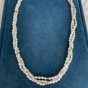 Genuine Freshwater Seed Pearl w/14K Gold Bead Accents and Clasp Necklace